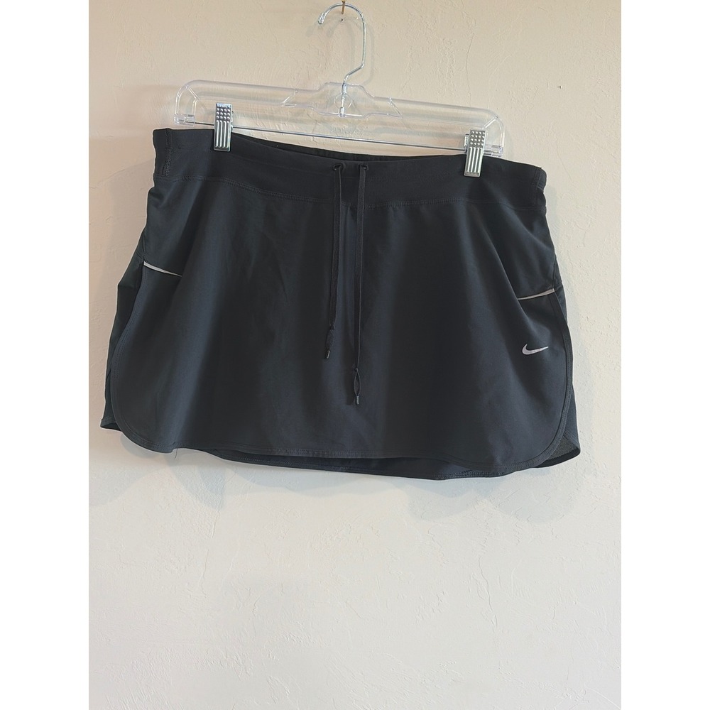 Nike Dri-FIT Women Black Running Skort Athletic Skirt Pockets Size L 364046-012